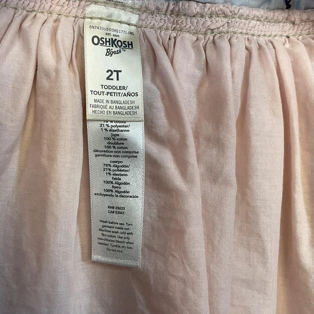 OshKosh B'gosh Overall Dress Girls 2T Pink Floral Denim Bib‎ Lined Sundress